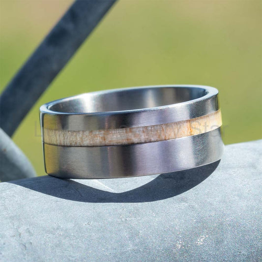 Baseball Bat Wedding Band for Men in Titanium