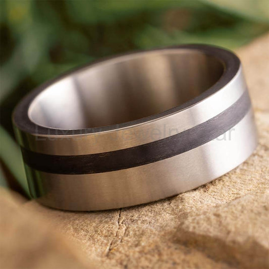 Black Obsidian Ring in Titanium