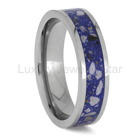 Blue Enamel Memorial Ring with Cremation Ashes - image 2