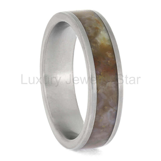 Coprolite Fossil Wedding Band in Titanium - image 2
