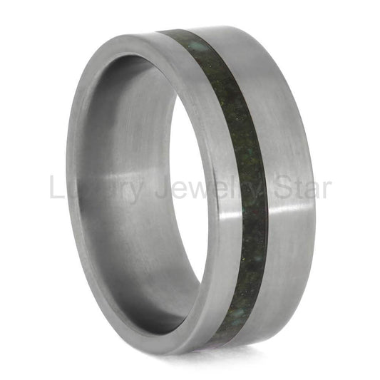 Crushed Chrysocolla Stone Ring or Wedding Band for Men - image 2