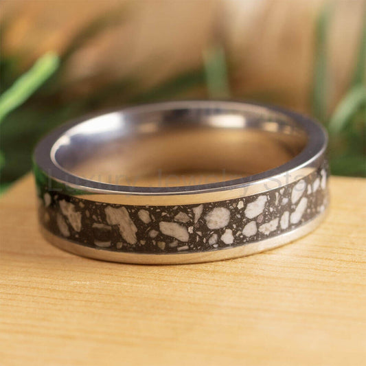 Custom Memorial Ring with Black Enamel and Ashes