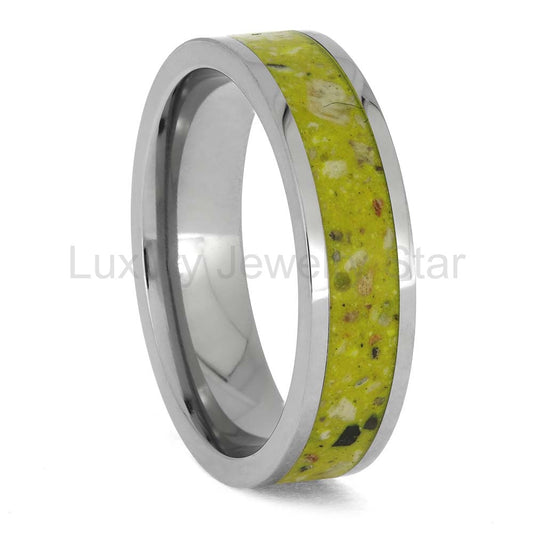 Custom Memorial Ring with Yellow Enamel and Ashes - image 2