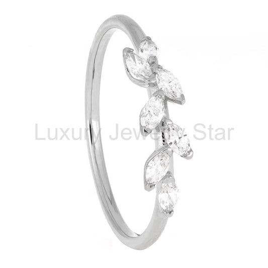 Diamond Leaf Ring for Women in Sterling Silver - image 2