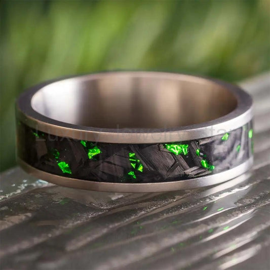 Forged Carbon Fiber with Green Foil in Titanium