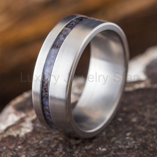 Fossil Ring for Men with Crushed Dinosaur Bone