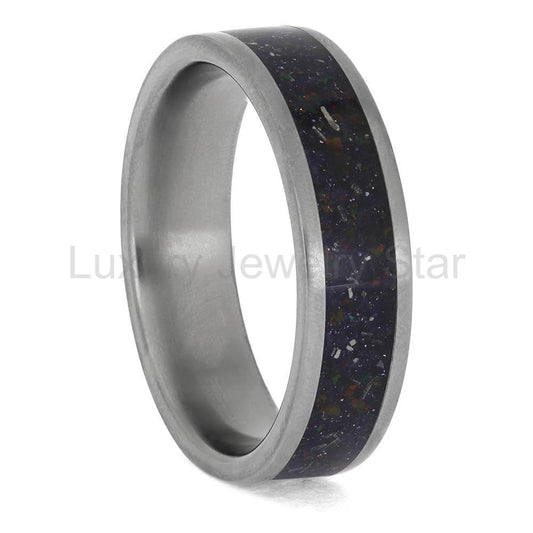 Galaxy Stardust Ring with Crushed Meteorite, Goldstone, and Opal - image 2