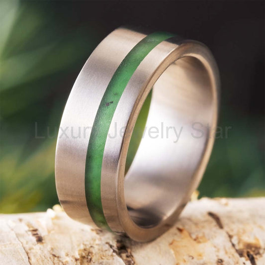 Green Jade Wedding Band for Men