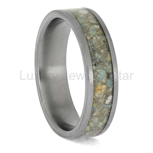Opal & Ashes Memorial Ring with Ring Armor Waterproof Coating - image 2