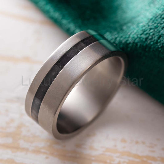 Pet Collar Fabric Memorial Ring in Titanium