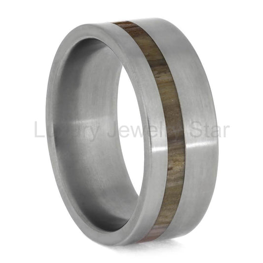 Petrified Wood Wedding Band for Men in Titanium - image 2