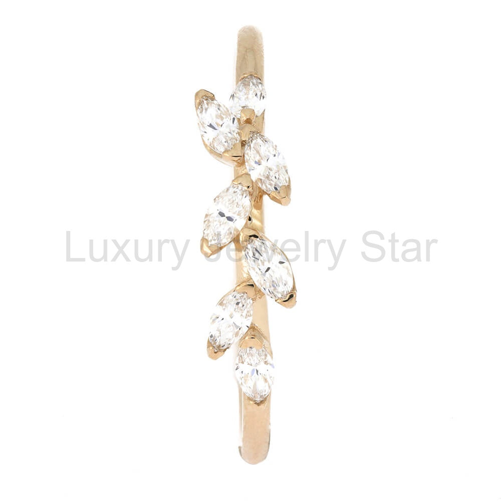 Rose Gold Wedding Band with Diamond Leaves - image 3