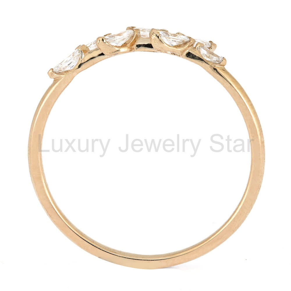 Rose Gold Wedding Band with Diamond Leaves - image 6