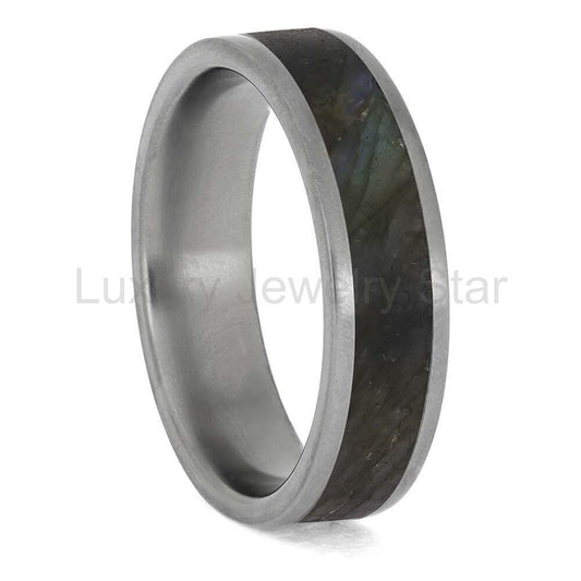 Solid Labradorite Titanium Wedding Band - image 2