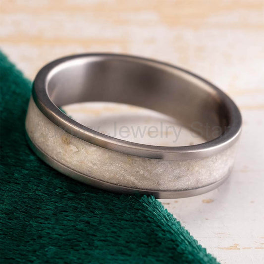 Titanium Memorial Ring with Ashes & Shimmering Mica