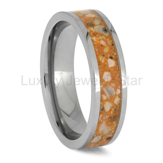 Titanium Memorial Ring with Orange Enamel - image 2