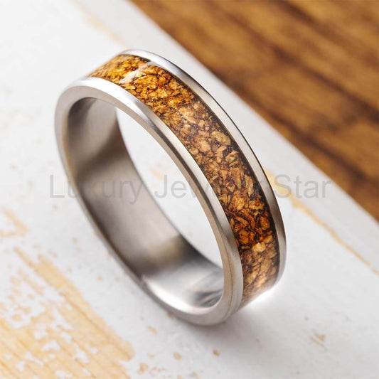 Titanium Wedding Band with Authentic Wine Cork Inlay