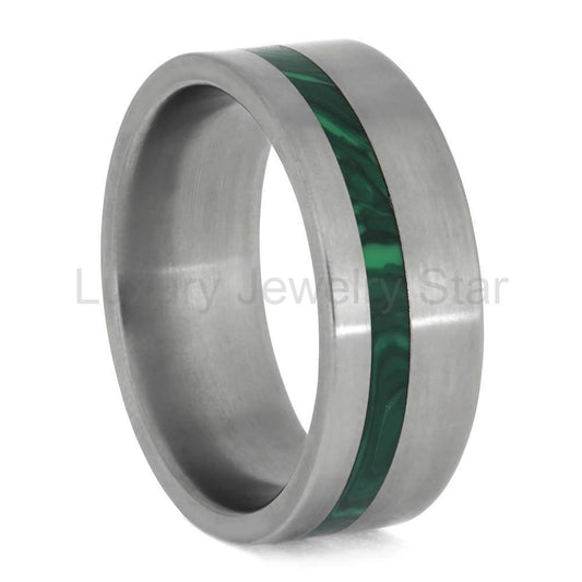 Unique Green Malachite Wedding Band for Men - image 2