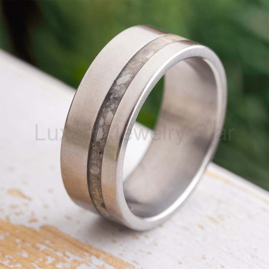 Unique Titanium Memorial Ring with Ashes Inlay