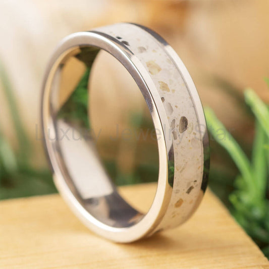White Enamel Memorial Ring in Titanium