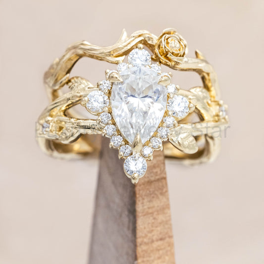 "Artemis On The Vine Divine" - Moissanite Engagement Ring With Diamond Accents & A Branch-Style Band