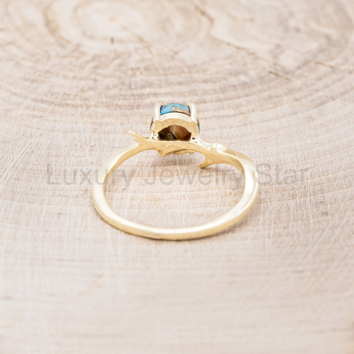 "Artemis" - Spiny Turquoise Engagement Ring With An Antler-Style Stacking Band - image 12