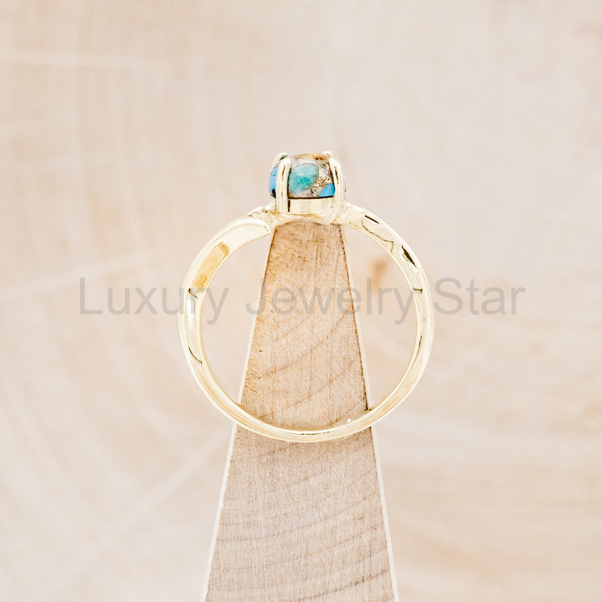 "Artemis" - Spiny Turquoise Engagement Ring With An Antler-Style Stacking Band - image 13