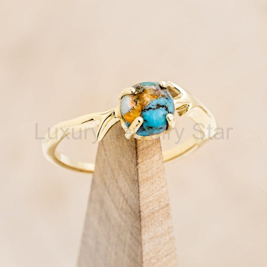 "Artemis" - Spiny Turquoise Engagement Ring With An Antler-Style Stacking Band - image 2