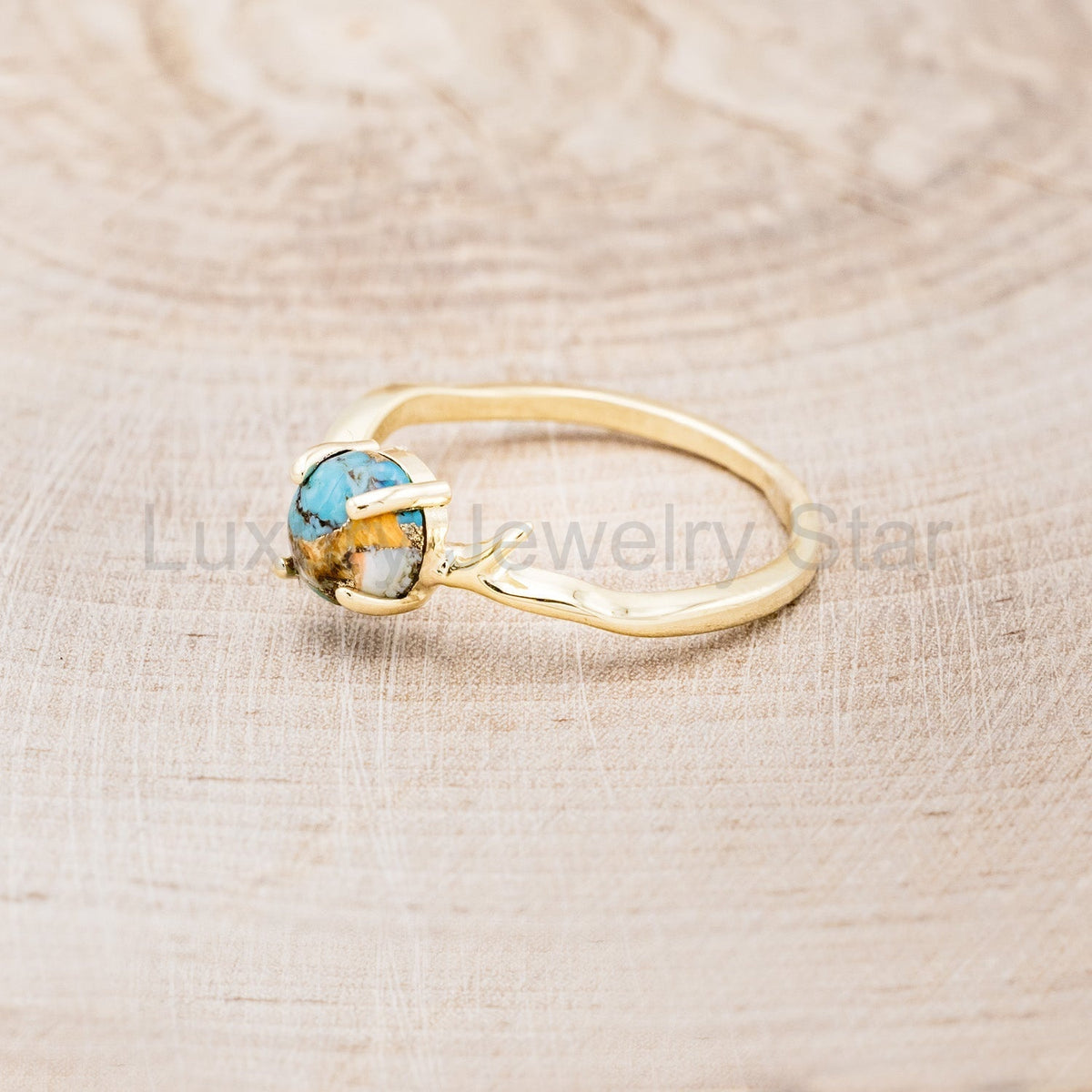 "Artemis" - Spiny Turquoise Engagement Ring With An Antler-Style Stacking Band - image 9