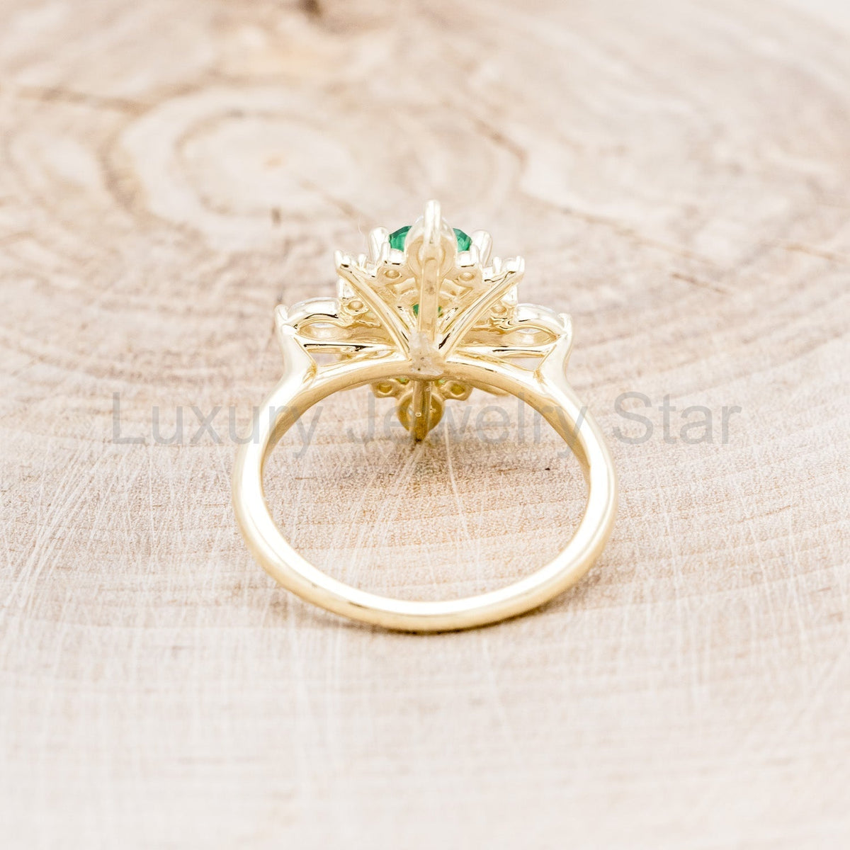 "Azalea" - Oval Lab-Grown Emerald Engagement Ring With Diamond Halo - image 15