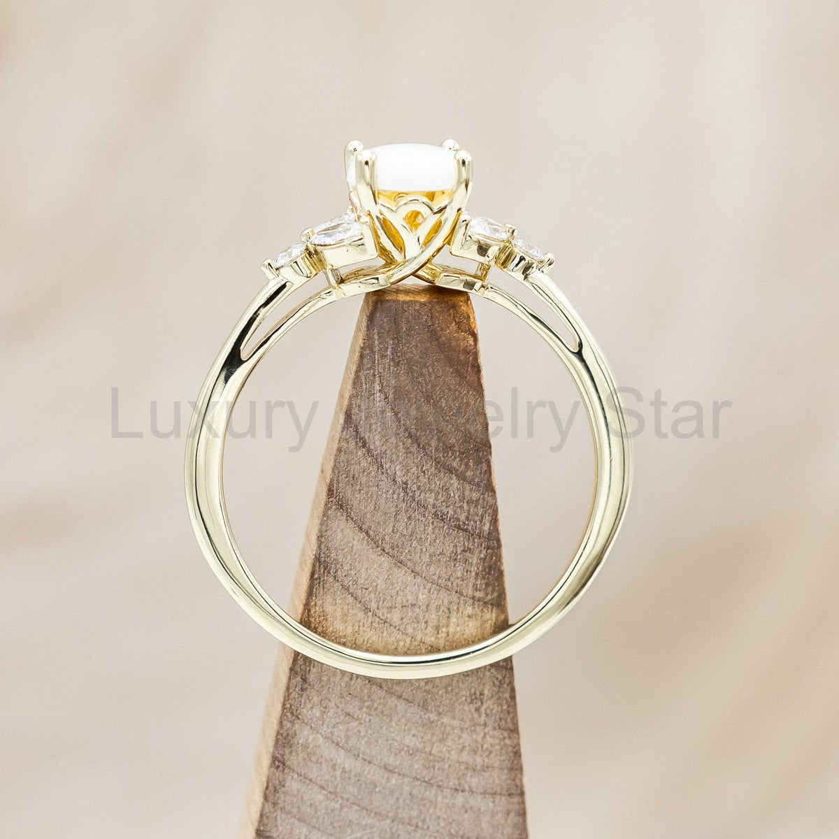 "Blossom" - Cabochon Cut Opal Engagement Ring With Diamond Accents - image 6