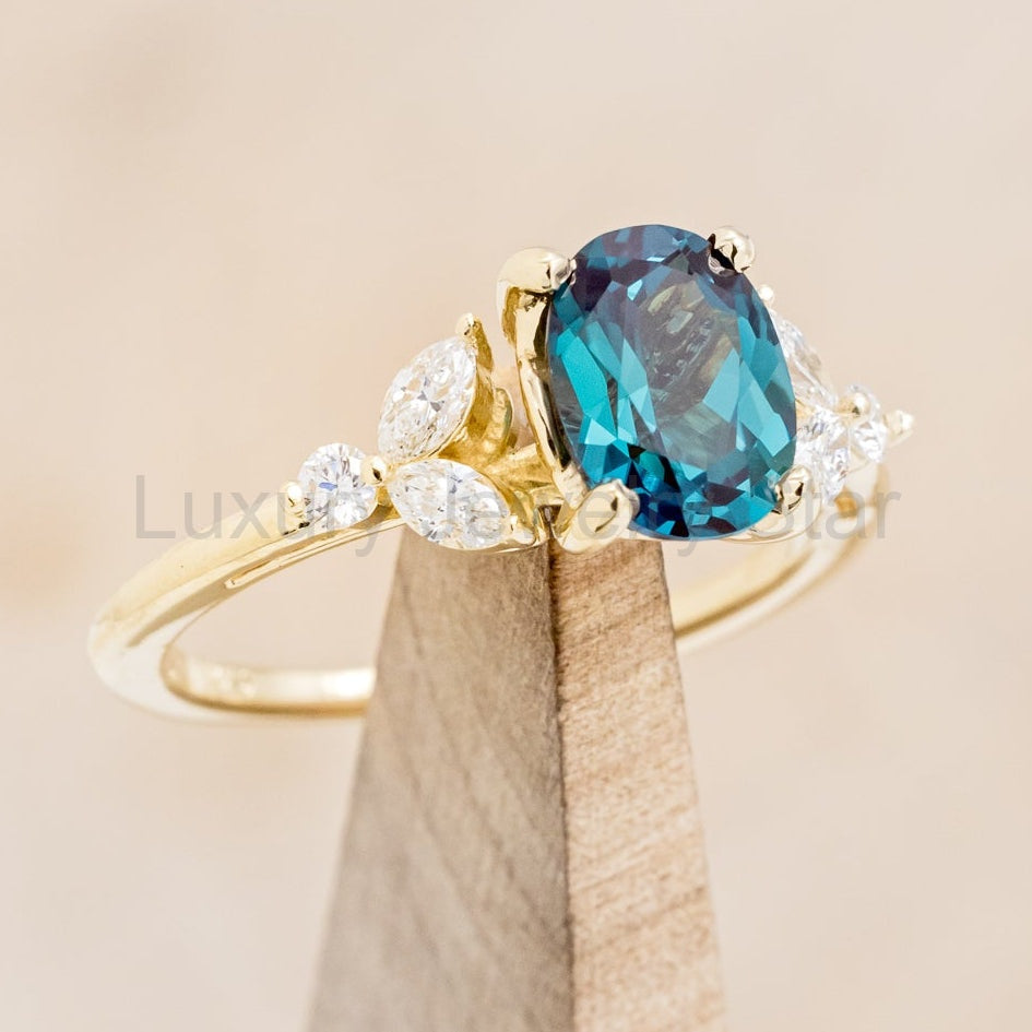 "Blossom" - Oval Cut Lab-Grown Alexandrite Engagement Ring With Diamond Accents - image 7