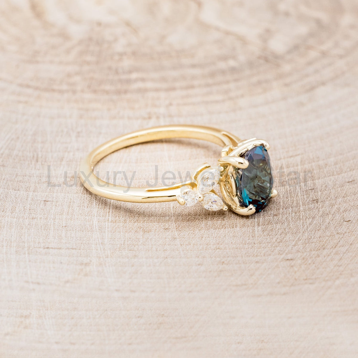 "Blossom" - Oval Cut Lab-Grown Alexandrite Engagement Ring With Diamond Accents - image 8