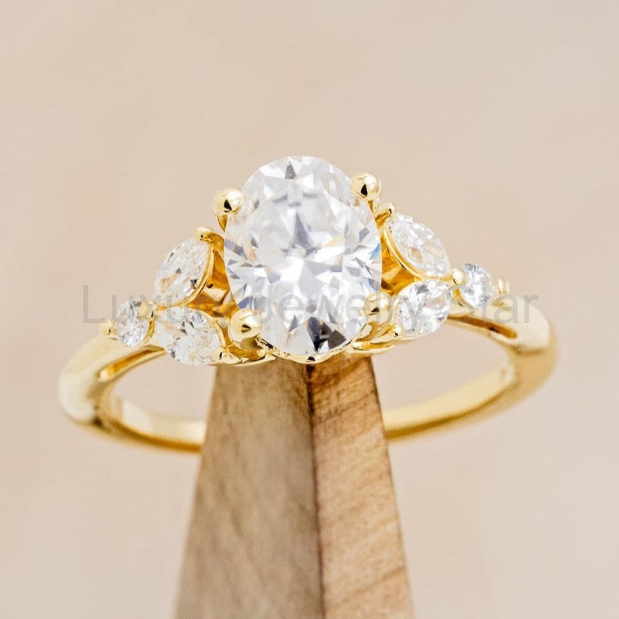 "Blossom" - Oval Cut Moissanite Engagement Ring With Diamond Accents - image 7