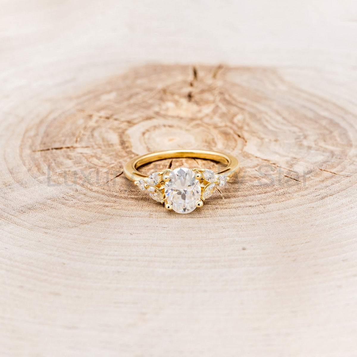 "Blossom" - Oval Cut Moissanite Engagement Ring With Diamond Accents - image 8