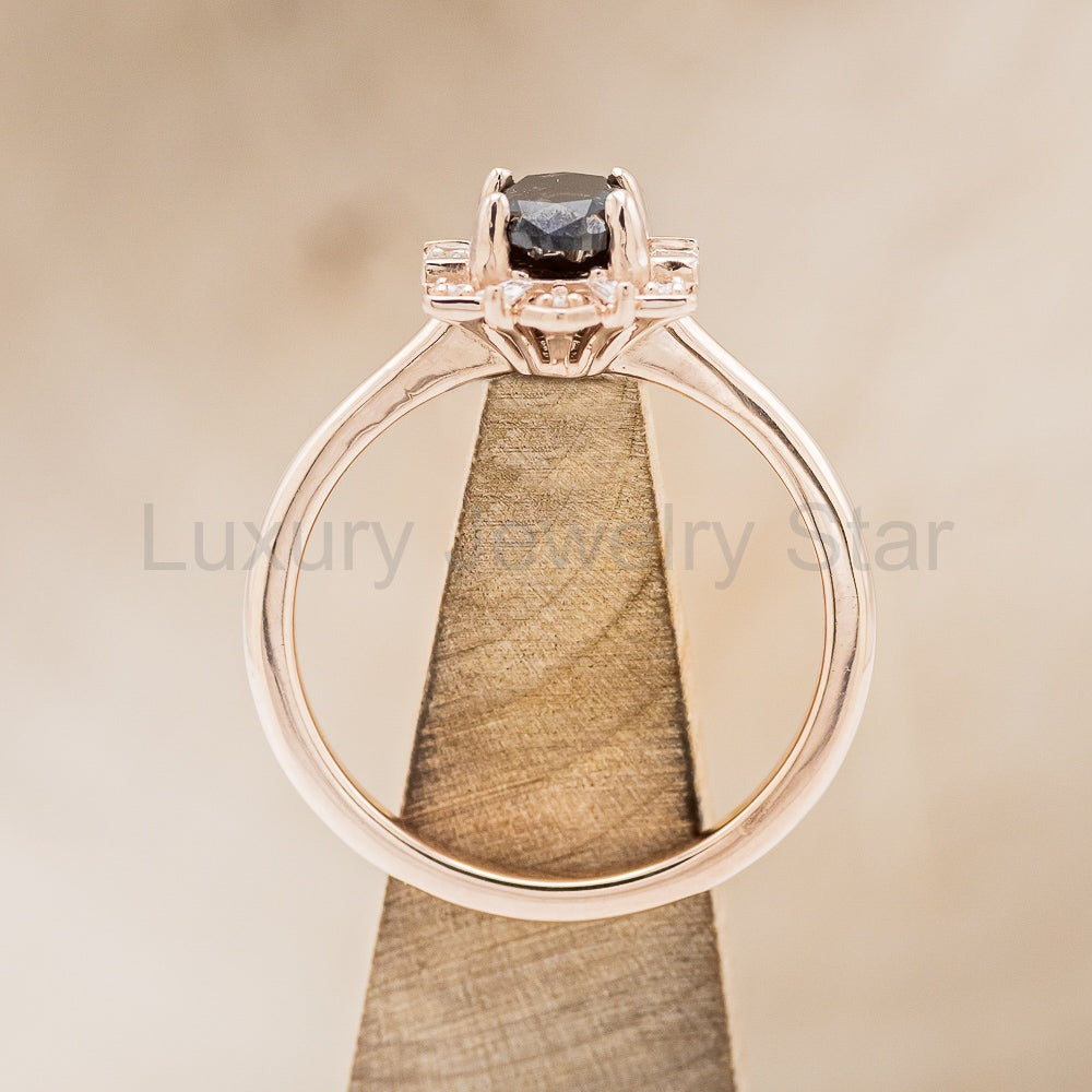 "Cleopatra" - Salt & Pepper Diamond Engagement Ring With Diamond Accents & "Sama" Tracers - image 23