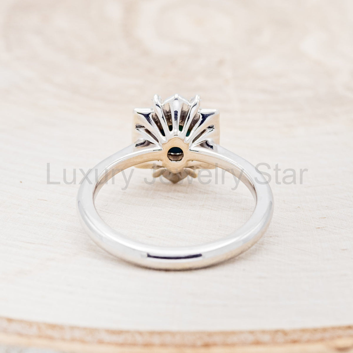 "Cleopatra" - Turquoise Engagement Ring With Diamond Accents & "Sama" Tracers - image 7