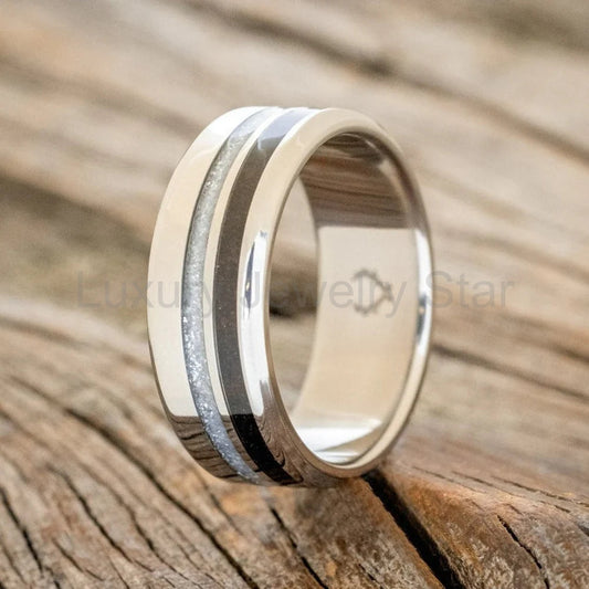 "Cosmo" - Diamond Dust & Coffee Wedding Band - Titanium (8mm) - Size 8