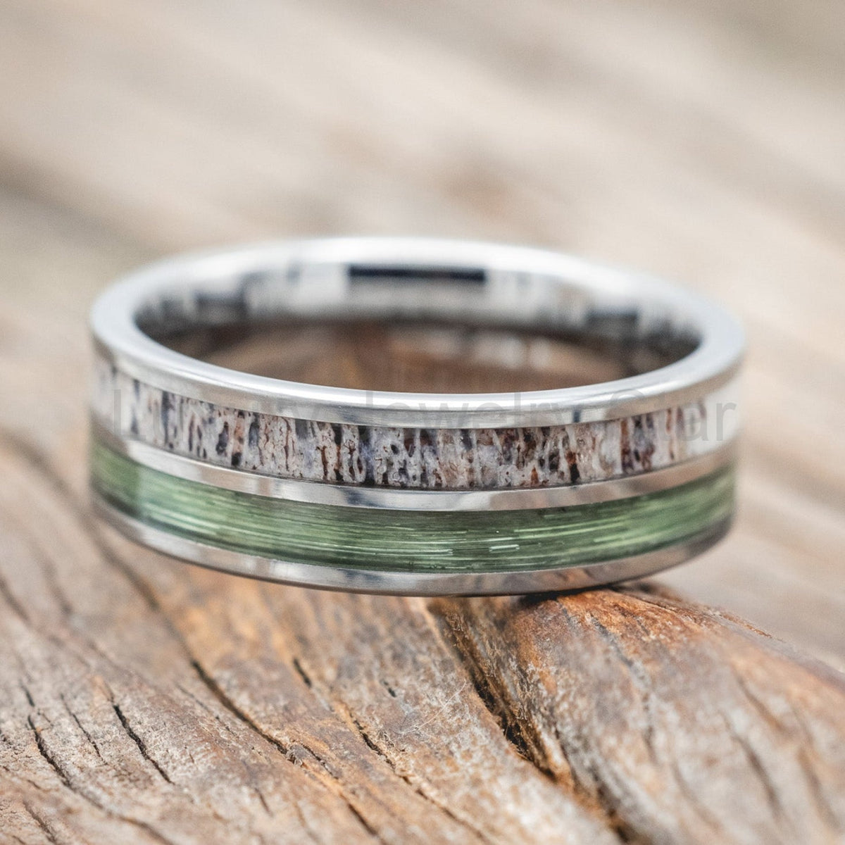 "Dyad" - Antler & Fishing Line Wedding Band - image 7