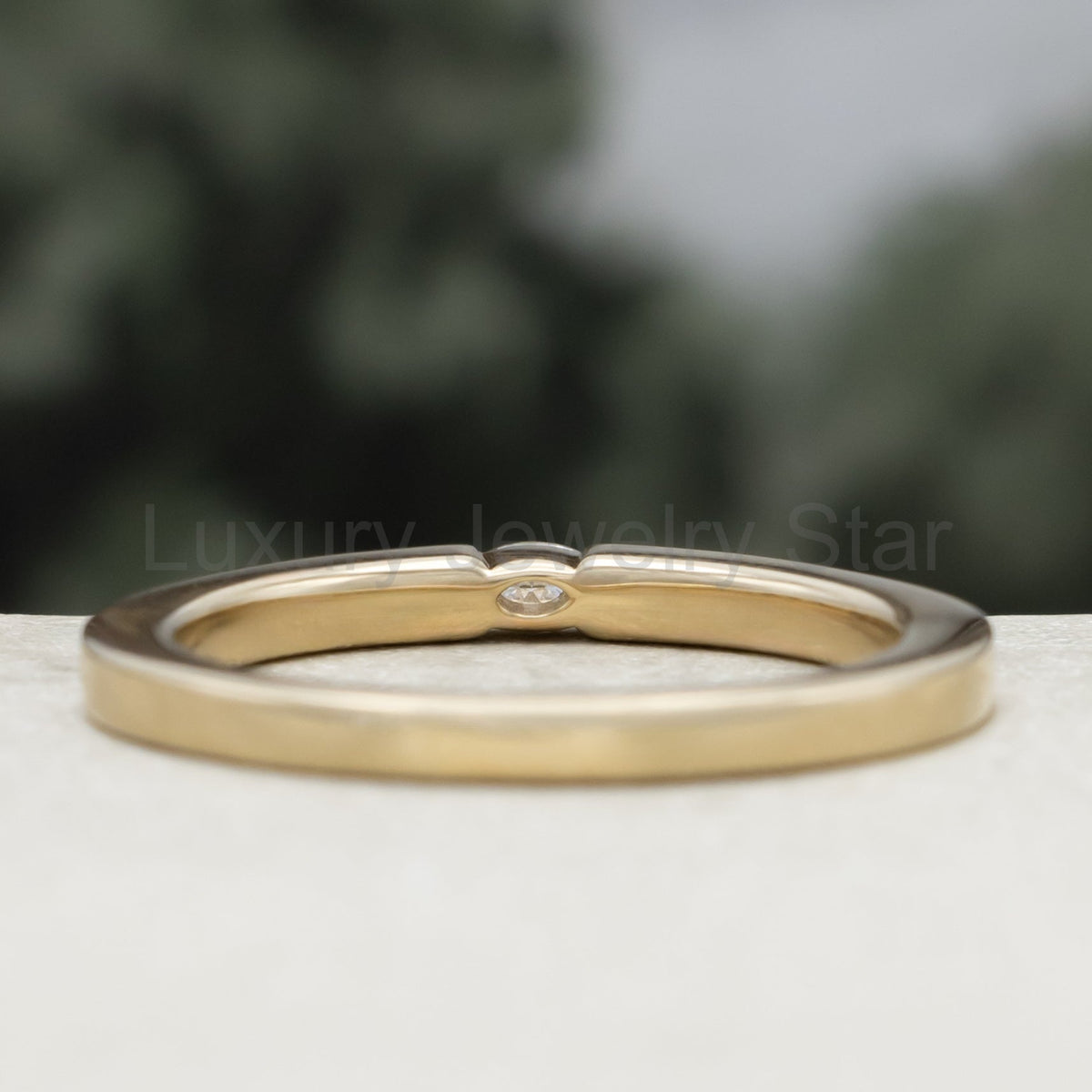 "Elba" - Marquise Cut Moissanite Engagement Ring With Turquoise Inlays - 14K Yellow Gold - image 5