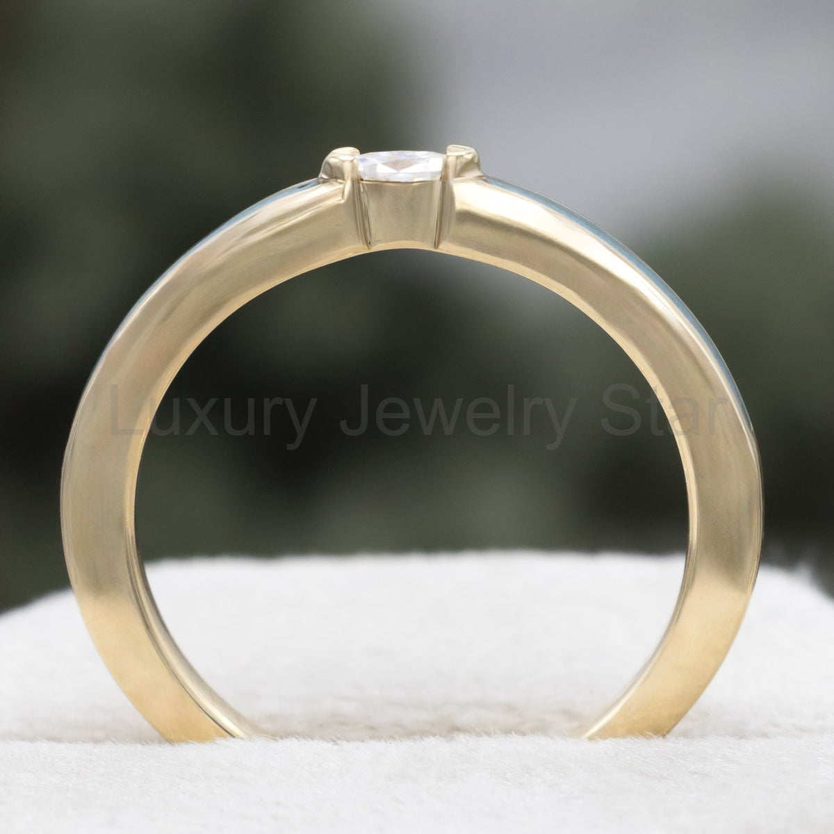 "Elba" - Marquise Cut Moissanite Engagement Ring With Turquoise Inlays - 14K Yellow Gold - image 6