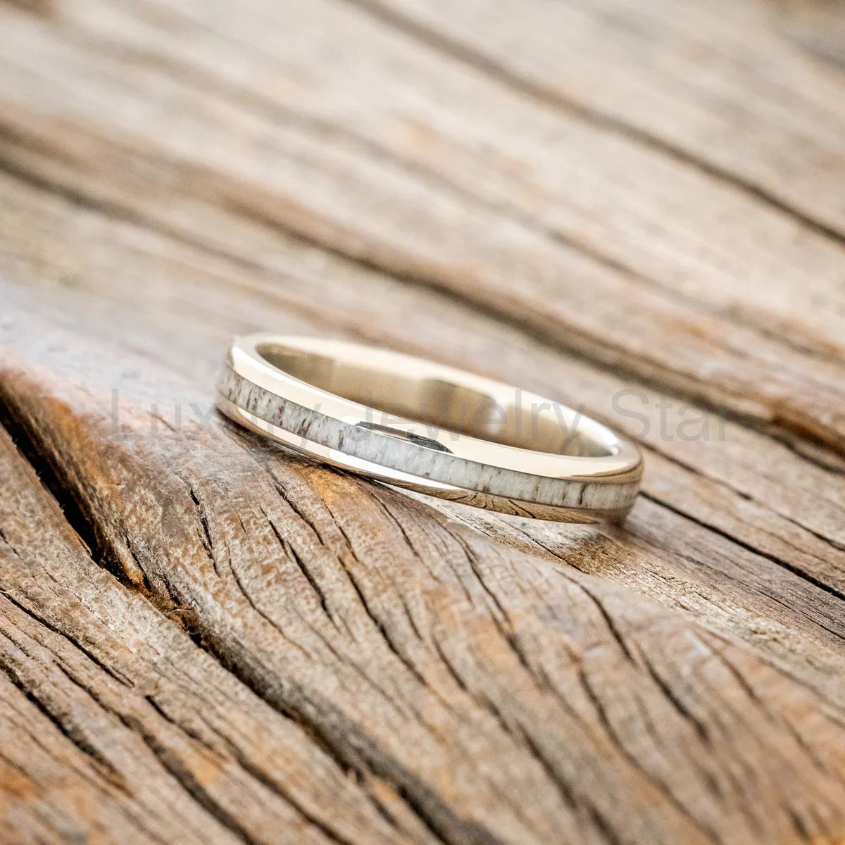 "Eterna" - Antler Stacking Band - 14K White Gold (4mm) - Size 5 3/4 - image 2