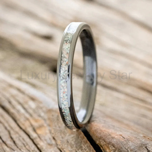 "Eterna" - Fire & Ice Opal Stacking Band - Black Zirconium (3mm) - Size 6 3/4