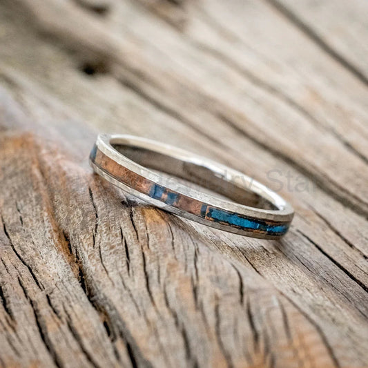 "Eterna" - Patina Copper Stacking Band With A Hammered Finish - Titanium (4mm) - Size 6 - image 2