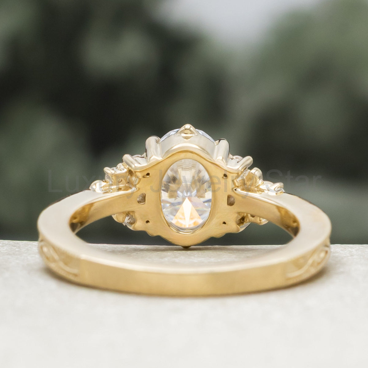 "Guinevere" - Moissanite Engagement Ring Featuring Diamond Accents and Vine Filigree with - image 7