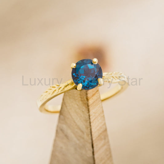 "Hope" - Lab-Grown Alexandrite Solitaire Engagement Ring With Feather Accents - image 2
