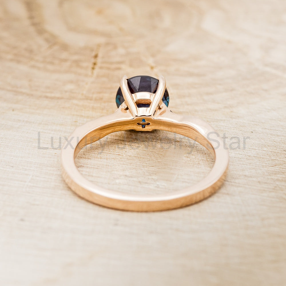 "Hope" - Lab-Grown Alexandrite Solitaire Engagement Ring With Feather Accents - image 7