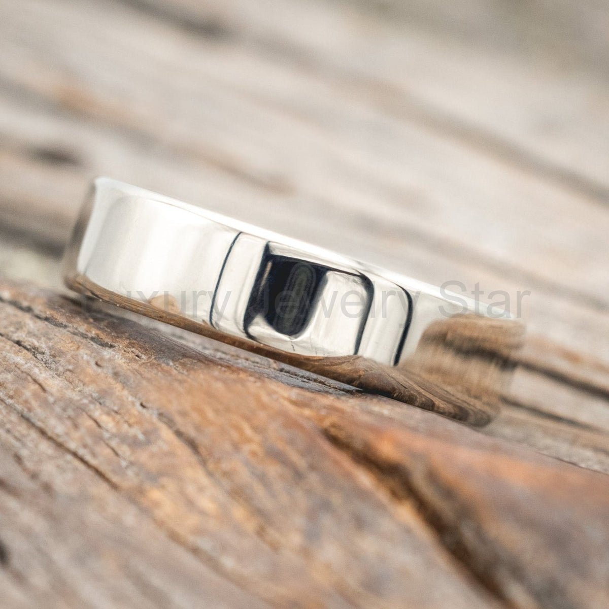 "Hyperion" - Crushed Moss Agate Lined Wedding Band With Custom Finish - image 40