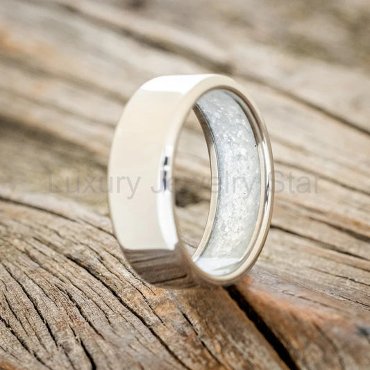 "Hyperion" - Diamond Dust Lined Wedding Band - Titanium (8mm) - Size 10