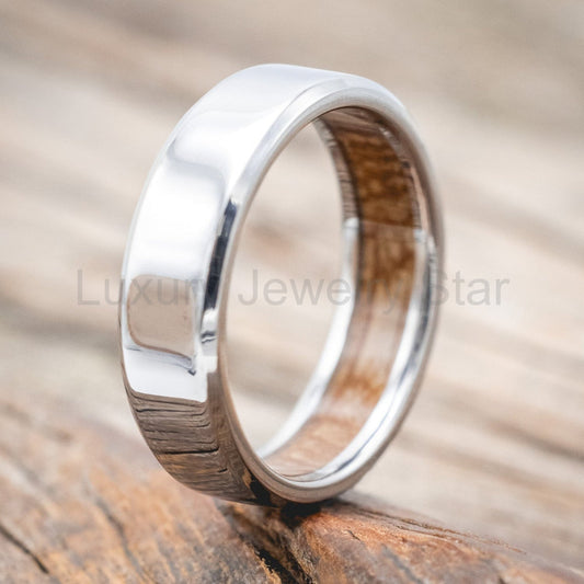"Hyperion" - Whiskey Barrel Lined Wedding Band With Custom Finish